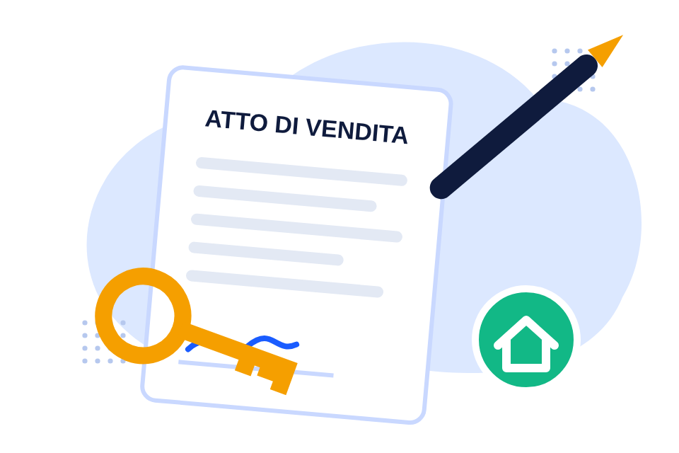 Le chiavi di una casa nuova appoggiate sul contratto del rogito con una penna